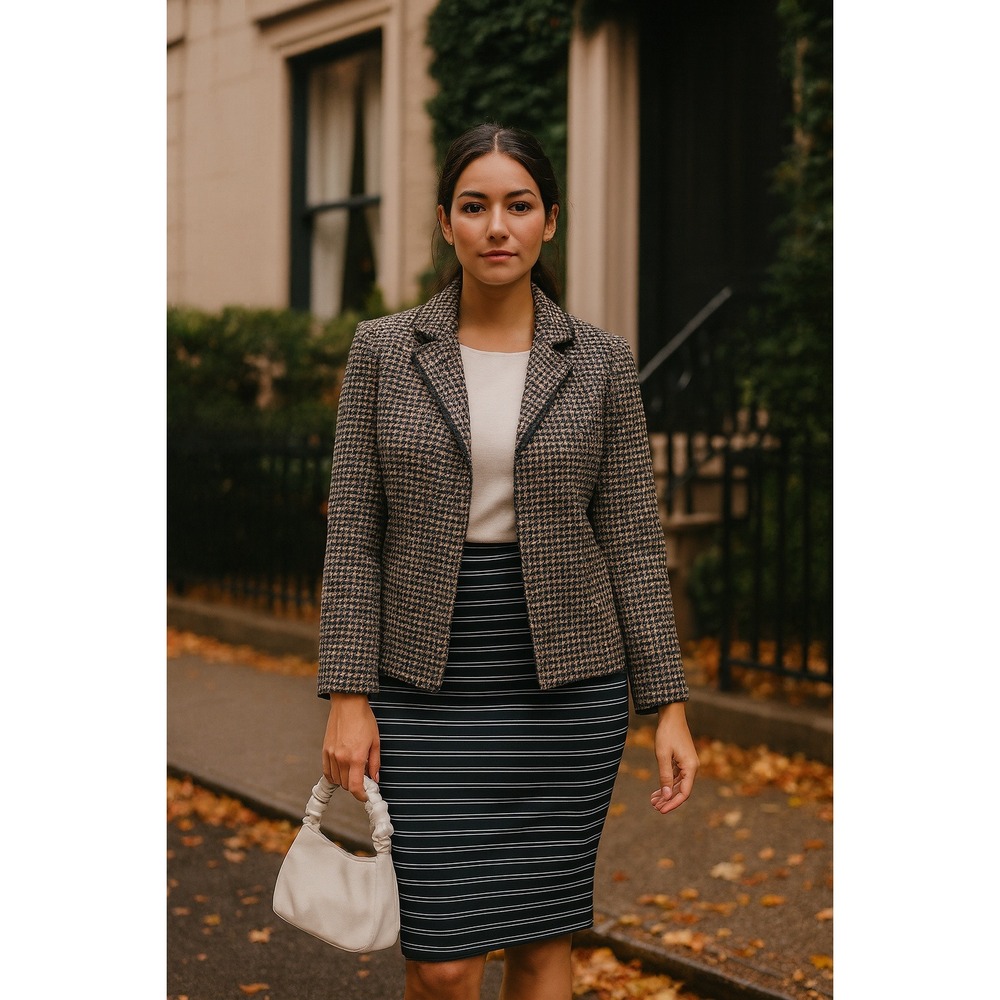 White House‎ Black Market Skirt Women's XL Striped Knit Pencil Career